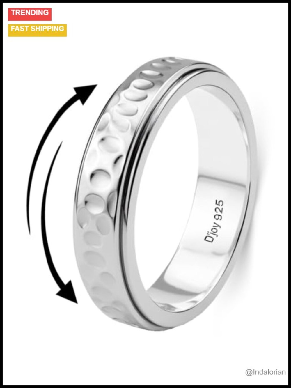 925 Sterling Silver Spinner Fidget Anxiety Ring for Women Men